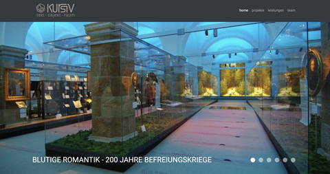 Website der Ausstellungsagentur kursiv