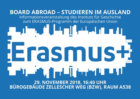 Flyer zur Ankündigung der Erasmus-Infoveranstaltung