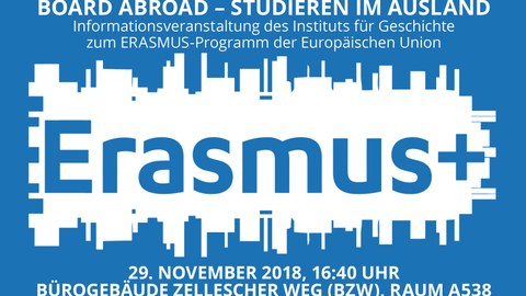 Flyer zur Ankündigung der Erasmus-Infoveranstaltung