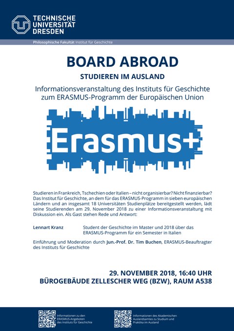 Poster zur Ankündigung der Erasmus-Infoveranstaltung