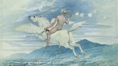 Friedrich Schinkel: Allegorie auf Beuth, den Pegasus reitend, 1837 (Ausschnitt, via Wikimedia Commons)
