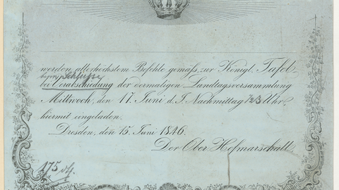Einladung zur Landtagstafel 1846