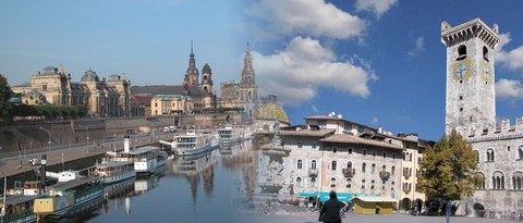 Stadtpanorama von Dresden und Trento