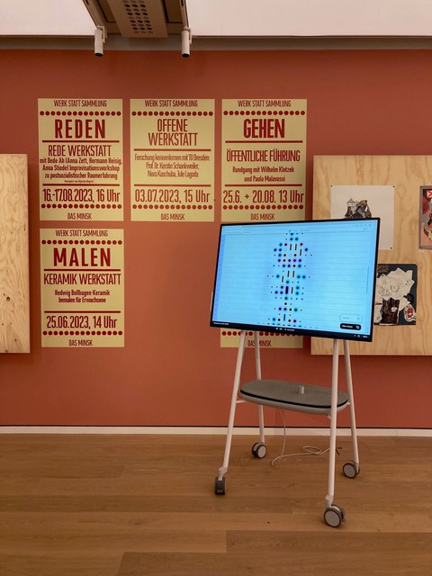 Ansicht des Workshops von "Affektive Archive – Auslandsreisen von Künstler:innen zur Zeit der DDR beim Kunsthaus Minsk in Potsdam, 03.07.2023