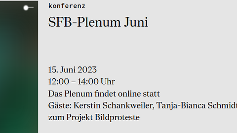 Veranstaltungshinweis Plenum SFB uni Siegen