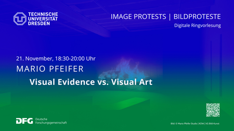 Ankündigung Vortrag von Mario Pfeifer im Rahmen der Ringvorlesung Image Protests / Bildproteste