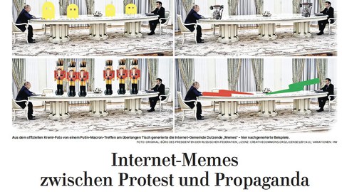 Screenshot of website of Dresdner Neue Nachrichten. Article: "Forschung an der TU Dresden zu Internet-Memes: Zwischen Protest und Propaganda"