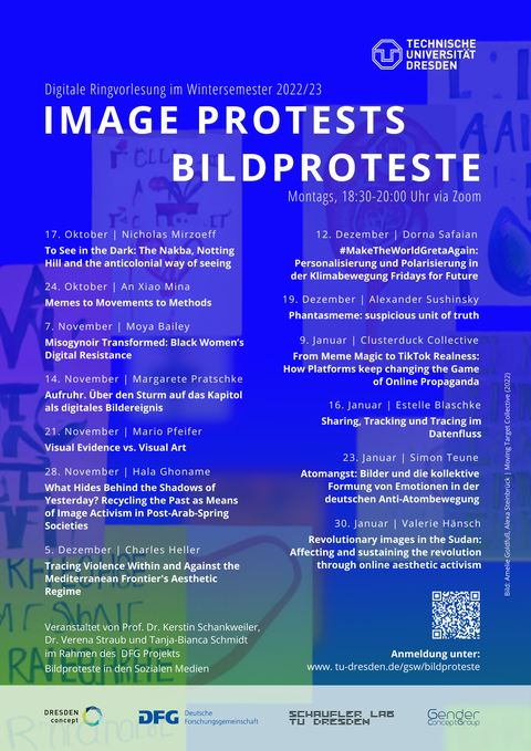 Programm der Rigvorlesung "Image Protests/ Bildproteste"