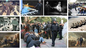 Photoshop Meme „Pepper Spraying Cop“, Fotografie während der Occupy-Proteste UC Davis 2011 und Meme-Varianten im Netz 