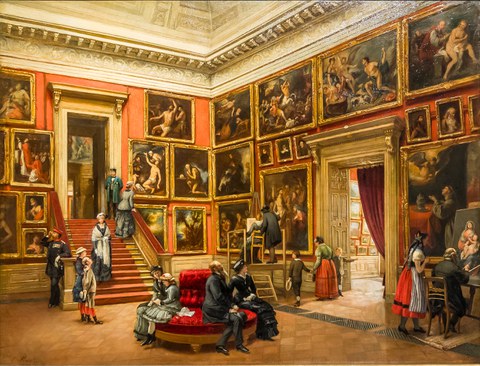 Gemälde, das das Innere der Gemäldegalerie Alte Meiser zeigt