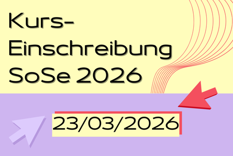 Farbige Grafik Kurseinschreibung 2026, mit Datum 23.03.2026