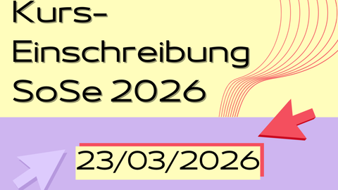 Farbige Grafik Kurseinschreibung 2026, mit Datum 23.03.2026