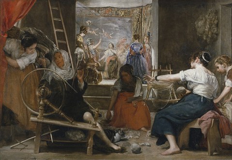 Diego Velázquez: Die Spinnerinnen (Las Hilanderas), 1655–1660, Öl auf Leinwand, 220 × 289 cm, Museo del Prado