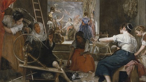 Diego Velázquez: Die Spinnerinnen (Las Hilanderas), 1655–1660, Öl auf Leinwand, 220 × 289 cm, Museo del Prado