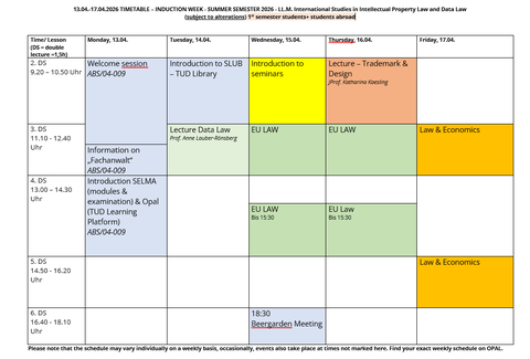 Induction week Summer Semester 2026