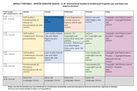 Wochenstundenplan