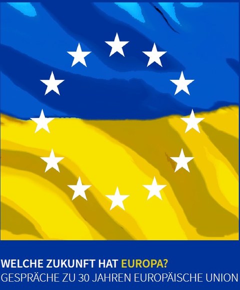 Ukraine Flagge mit EU-Sternen-Kranz