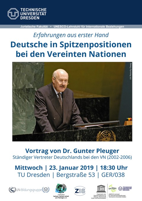 Plakat Vortrag Dr. Gunter Pleuger