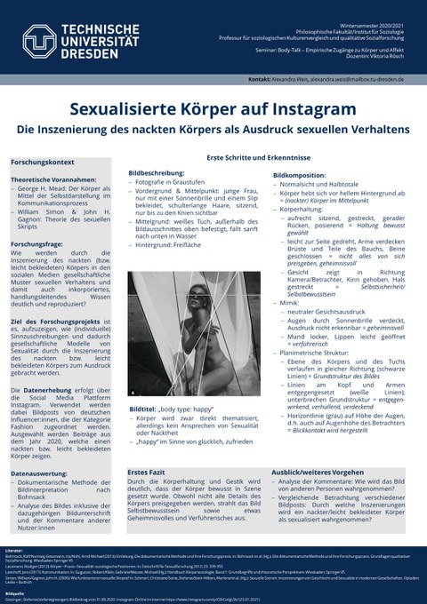 Poster über nackte Körper auf Instagram