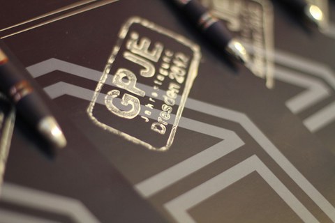 Tagungsmappe mit GPJE Stempel