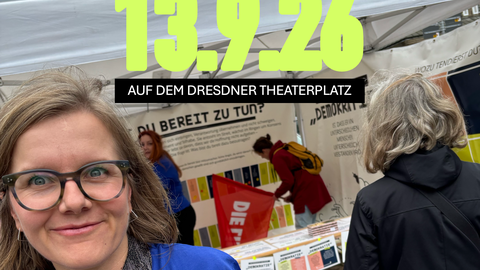 Demostand auf dem Dresdner Theaterplatz