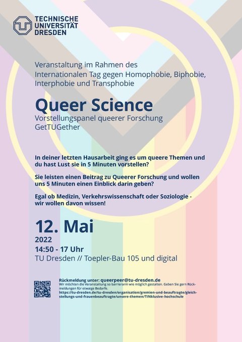 Plakat queerScience am 12.05.22