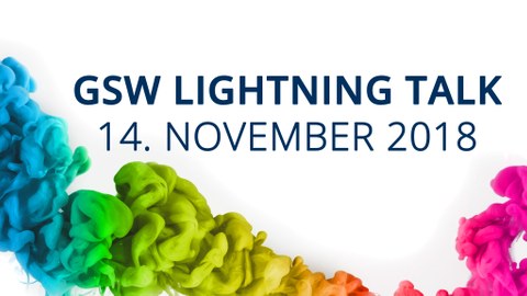 Grafik zum GSW Lightning Talk mit Datum: 14. November 2018