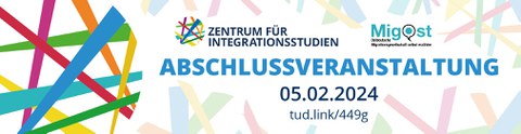 Banner mit ZfI-Logo und Aufschrift "Abschlussveranstaltung"