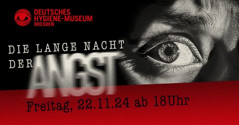  „DIE LANGE NACHT DER ANGST“ ist in Großbuchstaben über das Bild gelegt, wobei das Wort „ANGST“ in unscharfer, verzerrter Schrift hervorsticht, was den Eindruck von Bewegung oder Unbehagen verstärkt.