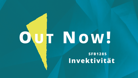 Abstrakter Hintergrund des SFB-Logos mit Text: Out Now! SFB1285 Invektivitäz