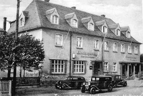 Historische Aufnahme des Gebäudes "Lindengarten" in schwarz-weiß
