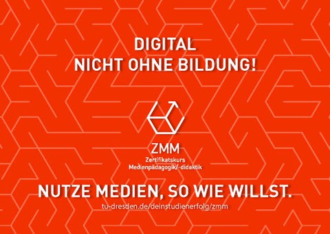 Grafik mit Text "Digital nicht ohne Bildung, nutze Medien, so wie willst" für Zertifikatskurs Medienpädagogik/-didaktik