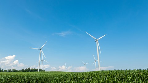 Windräder in einem Feld