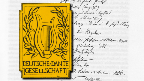 Gründungsurkunde und Wappen der Deutschen Dante-Gesellschaft