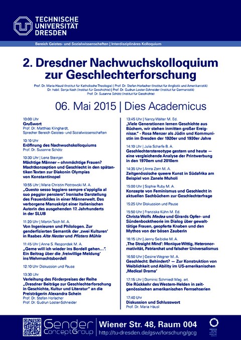 Programm zum 2. Dresdner Nachwuchskolloquium