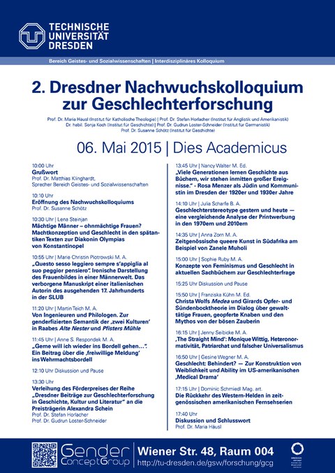 Programm zum 2. Dresdner Nachwuchskolloquium