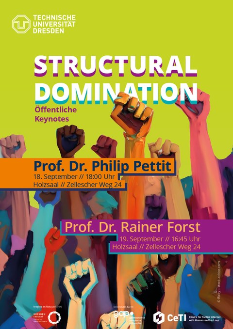 Plakat Structural Domination mit gereckten Fäusten