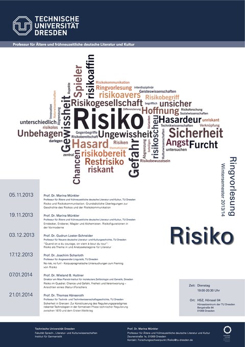 Ringvorlesung Risiko - Termine und Themenschwerpunkte