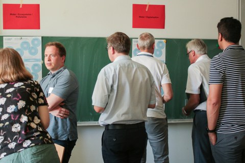 Teilnehmende des Netzwerkstudios bei der Betrachtung der geclusterten Projektideen