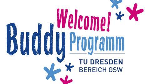 Logo des Buddy-Programms GSW. Der Schriftzug ist magentafarben und blau.