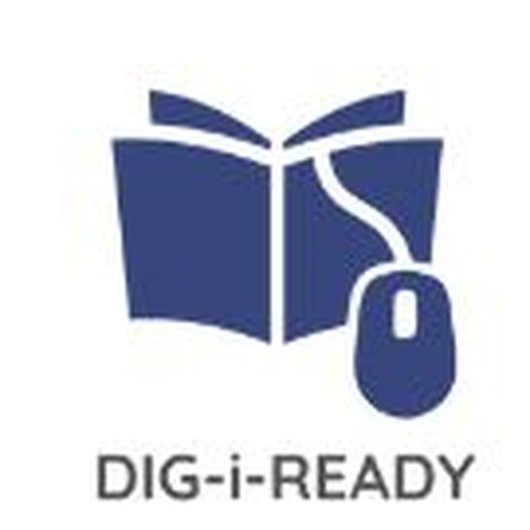 Logo des Projekts Dig-i-Ready Aufgeschlagenes Buch mit Computermaus