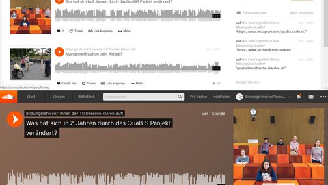 Das Bild zeigt einen Screenshot der Startseite des QuaBIS Kanals auf www.SoundCloud.de