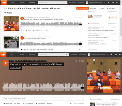 Das Bild zeigt einen Screenshot der Startseite des QuaBIS Kanals auf www.SoundCloud.de