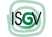 Logo des Instituts für Sächsische Geschichte und Volkskunde: I, S und V sind als schwarze Großbuchstaben abgebildet; das G bildet eine grüne Spirale, die die anderen Buchstaben umschließt und nach außen blasser wird