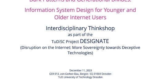 Poster mit Termindaten zum Thinkshop vom TUDiSC Project "Designate"