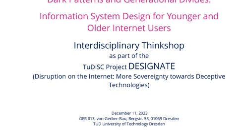 Poster mit Termindaten zum Thinkshop vom TUDiSC Project "Designate"