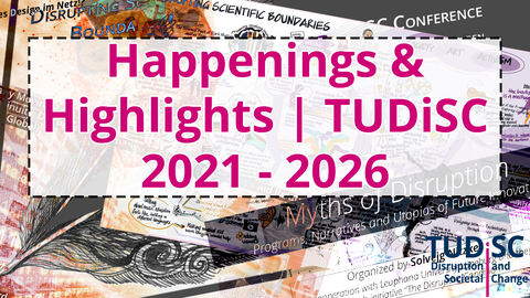 Sammlung von TUDiSC Plakaten mit dem Titel "Happenings and Highlights | TUDiSC 2021-2026"