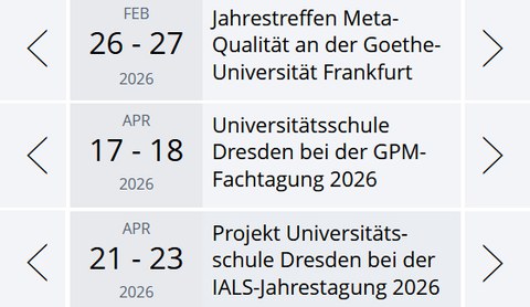 Screenshot des TUD-Kalenders mit Terminen der Forschungsstelle Universitätsschule ForUS