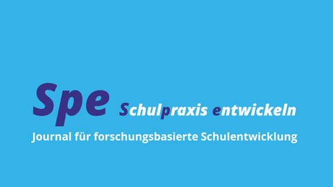 Schrift-Logo des E-Journals Spe - Schulpraxis gestalten. Journal für forschungsbasierte Schulentwicklung. Blaue und weiße Buchstaben auf aquablauem Grund.