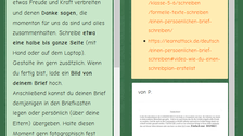 Auf einer Seite sind als Collage die Aufgabe und Hilfstellung Nummer 4 zum Dankesbrief und ein Dankesbrief abgebildet.